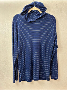 Woolx Ryann Hoodie Striped 100% Australian Merino Wool Blue & Yellow M